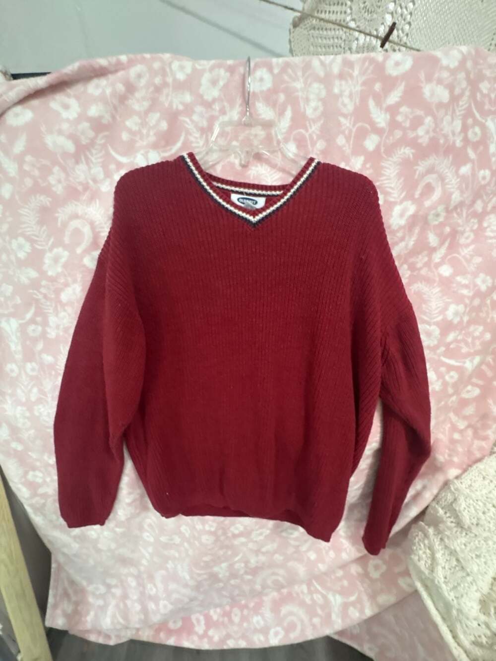 Old Navy Vintage Ramie Cotton Blend V-Neck Knit Pullover Sweater